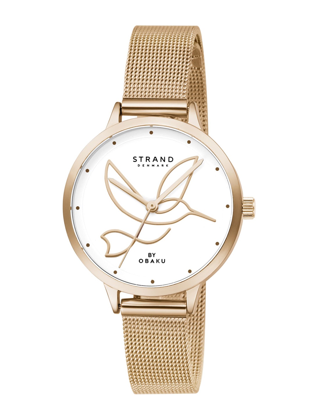 

STRAND BY OBAKU Women White Brass Dial & Rose Gold Toned Straps Analogue WatchS720LXVWMV
