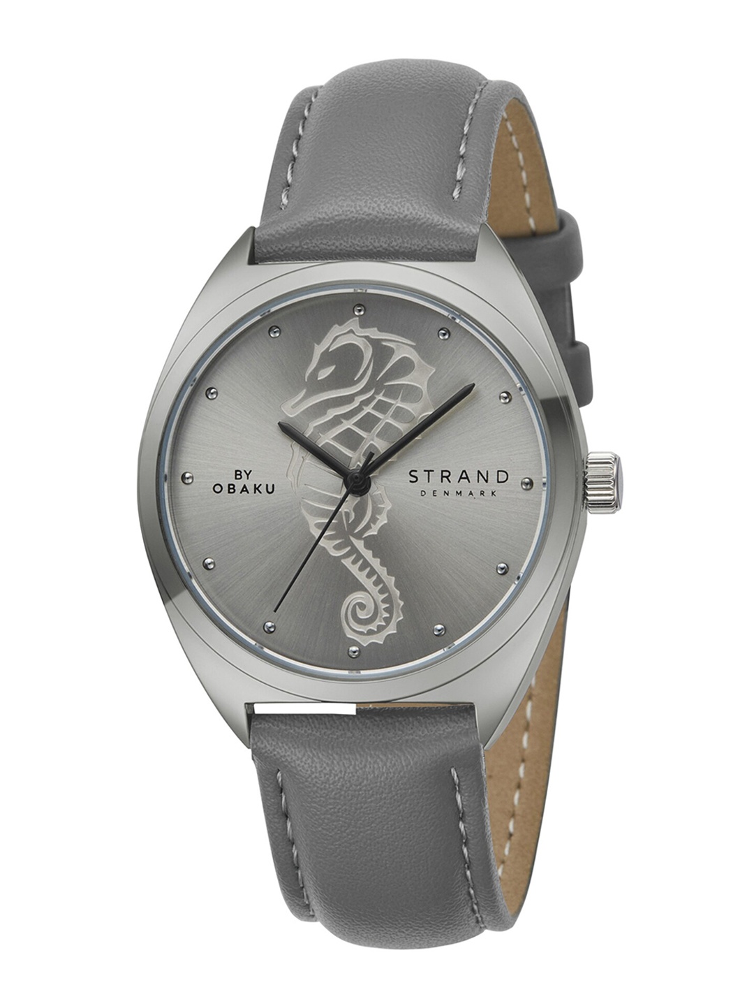 

STRAND BY OBAKU Women Grey Brass Embellished Dial & Grey Leather Straps Analogue Watch S719LXJJRJ-DSH