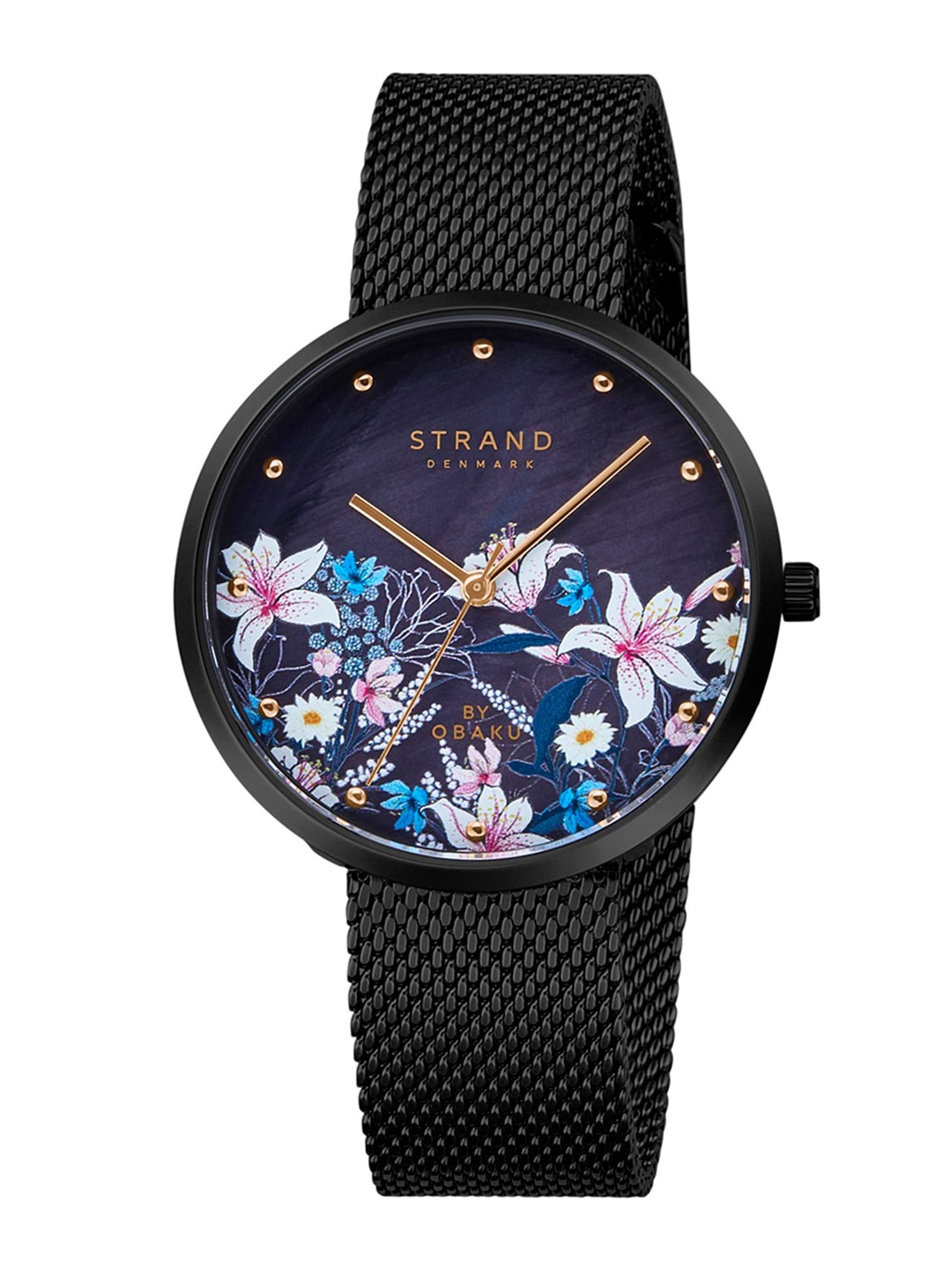 

STRAND BY OBAKU Women Black Brass Printed Dial & Black Straps Analogue Watch S700LXBBMB-DF