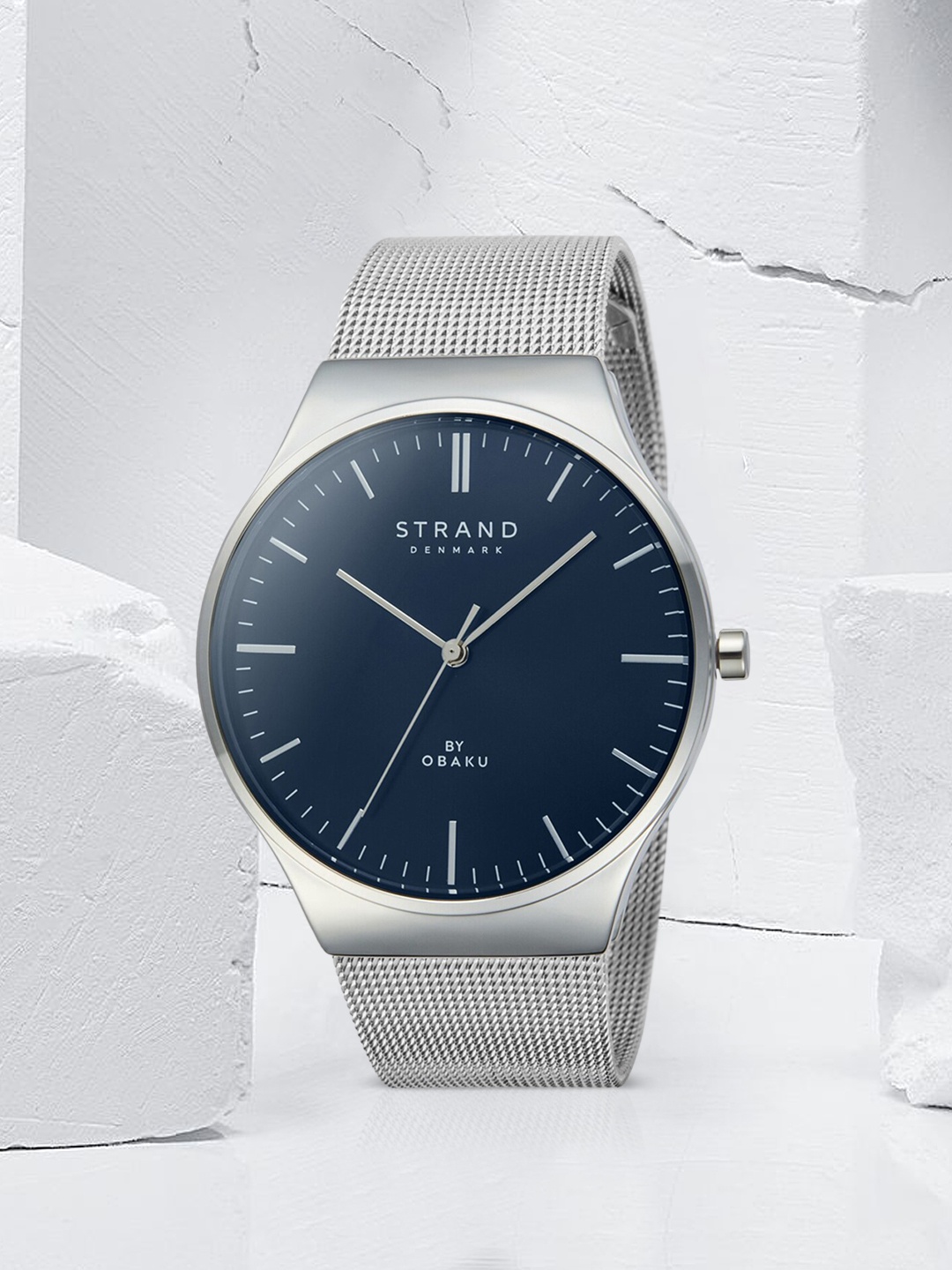 

STRAND BY OBAKU Men Blue Brass Dial & Silver Straps Analogue Watch S717GXCLMC