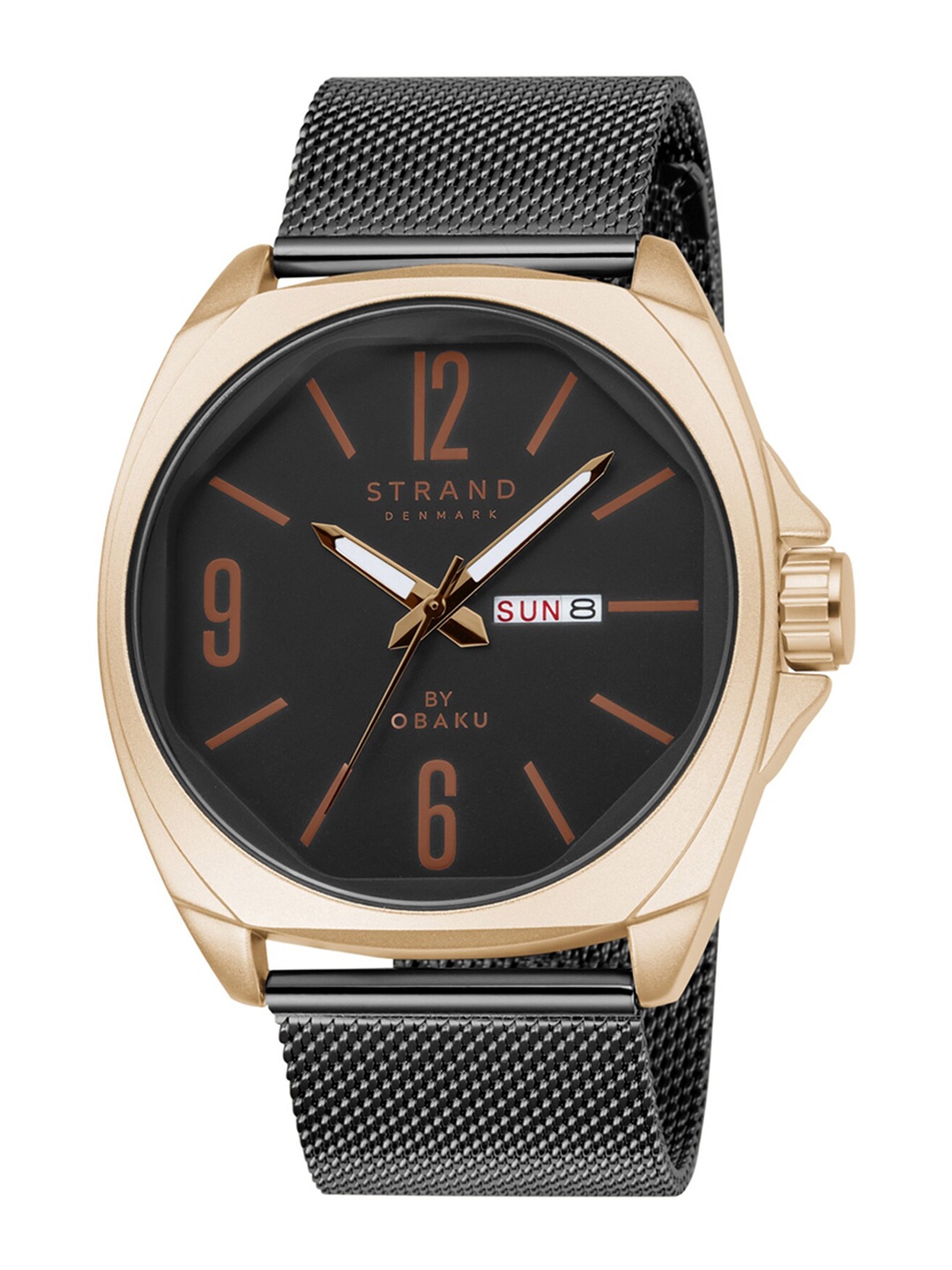 

STRAND BY OBAKU Men Black Brass Dial & Black Straps Analogue Watch S722GDVBM