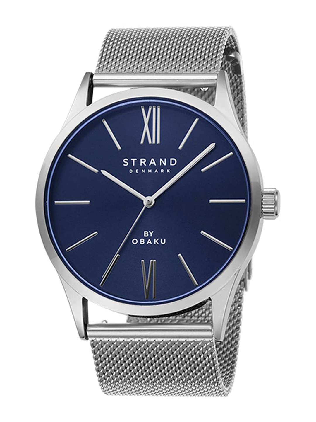 

STRAND BY OBAKU Men Blue Brass Dial & Silver Toned Straps Analogue Watch S720GXCLMC