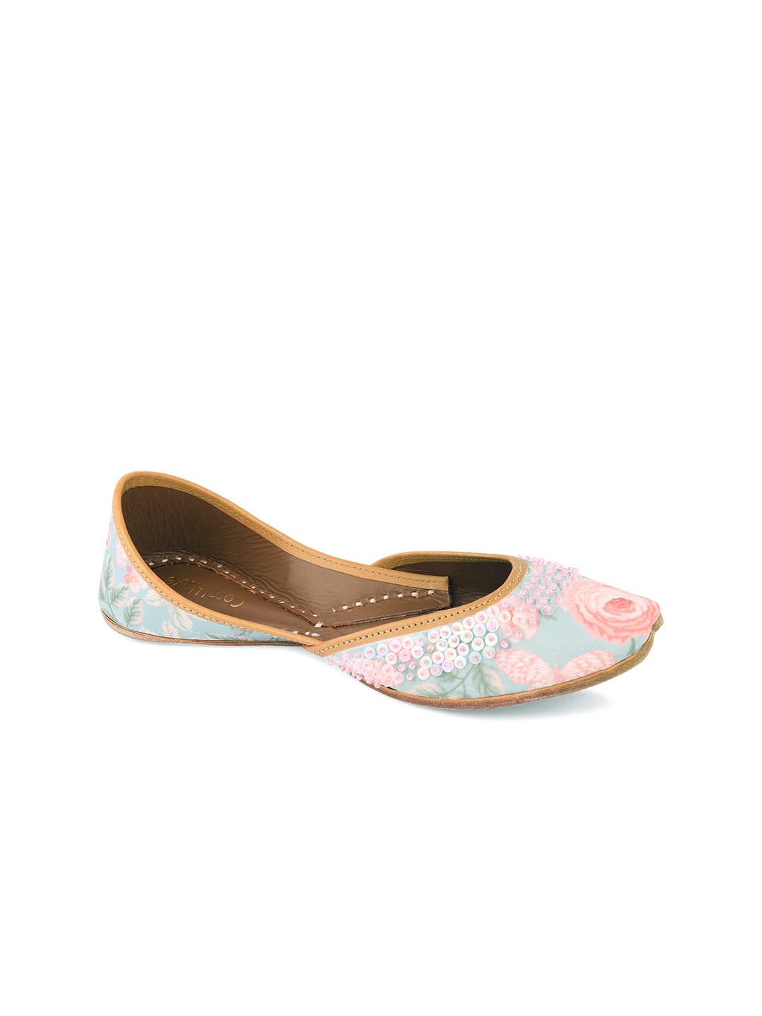 

Coral Haze Women Blue Printed Mojaris Flats