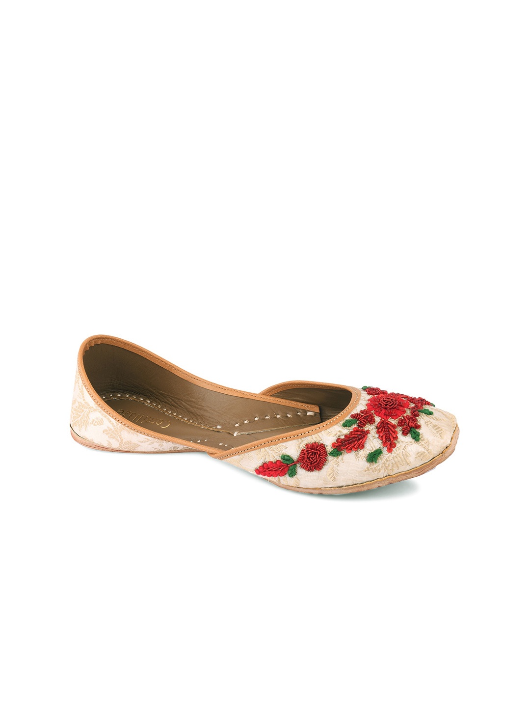 

Coral Haze Women Off White Embellished Leather Ethnic Mojaris