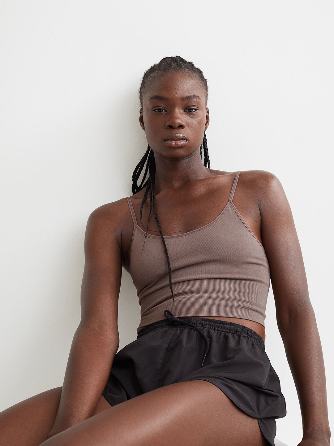 

H&M Womens Pink & Beige Seamless Sports Bralette