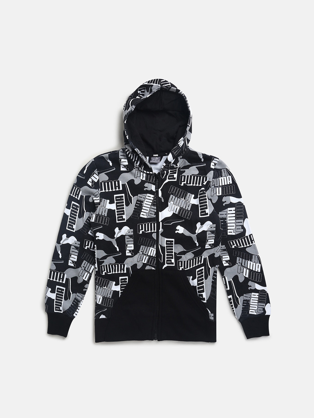 

Puma Boys Black & White Brand Logo Regular Fit Sweat Jacket