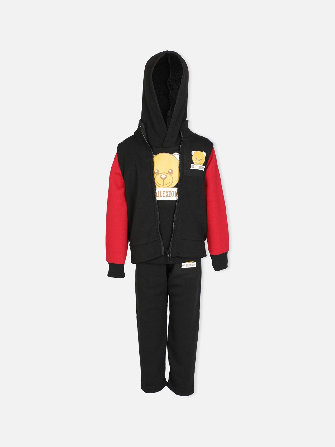

PASSION PETALS Kids Black & Red Solid Cotton Tracksuit
