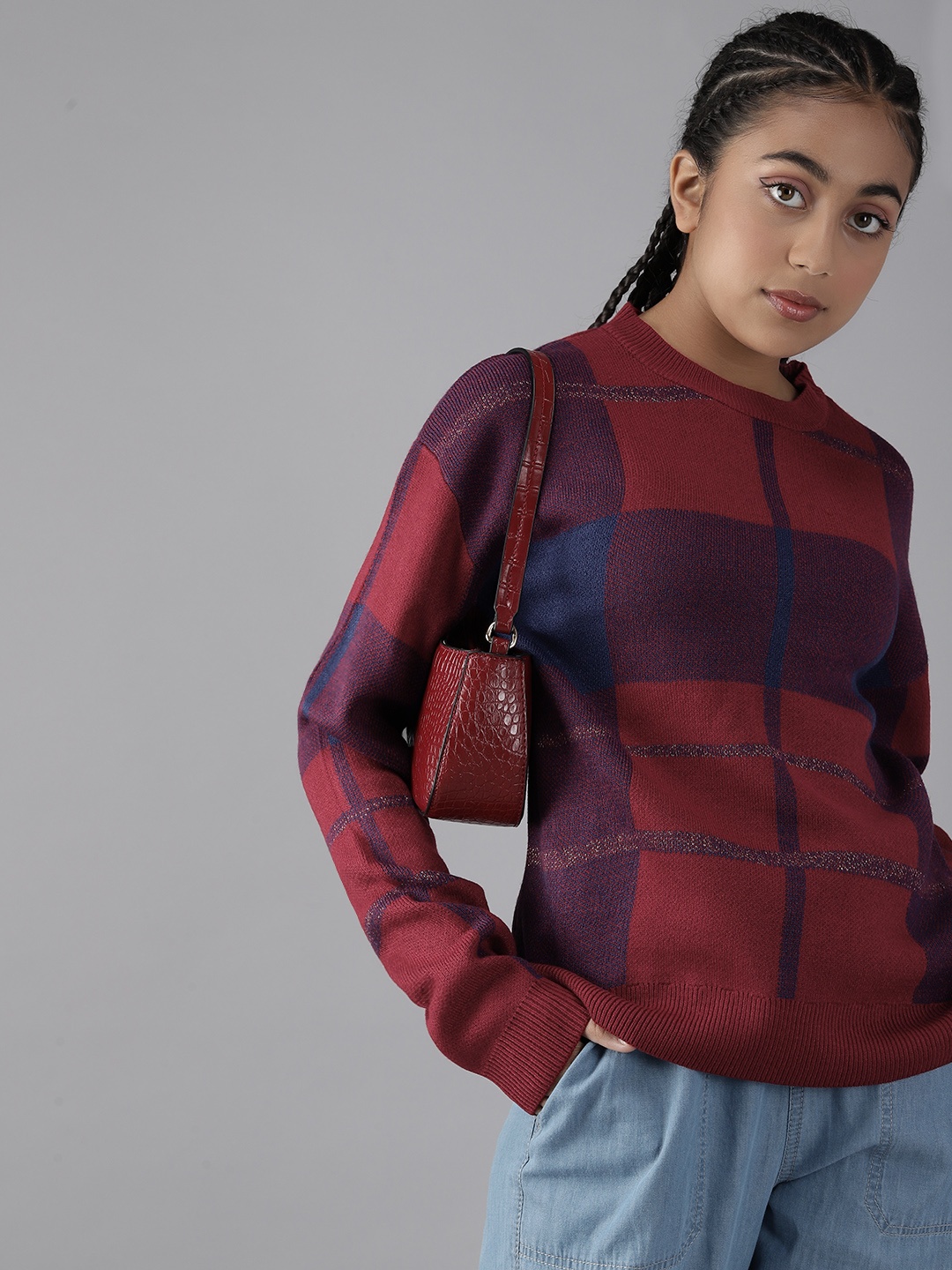 

UTH by Roadster Girls Checked Pullover, Red