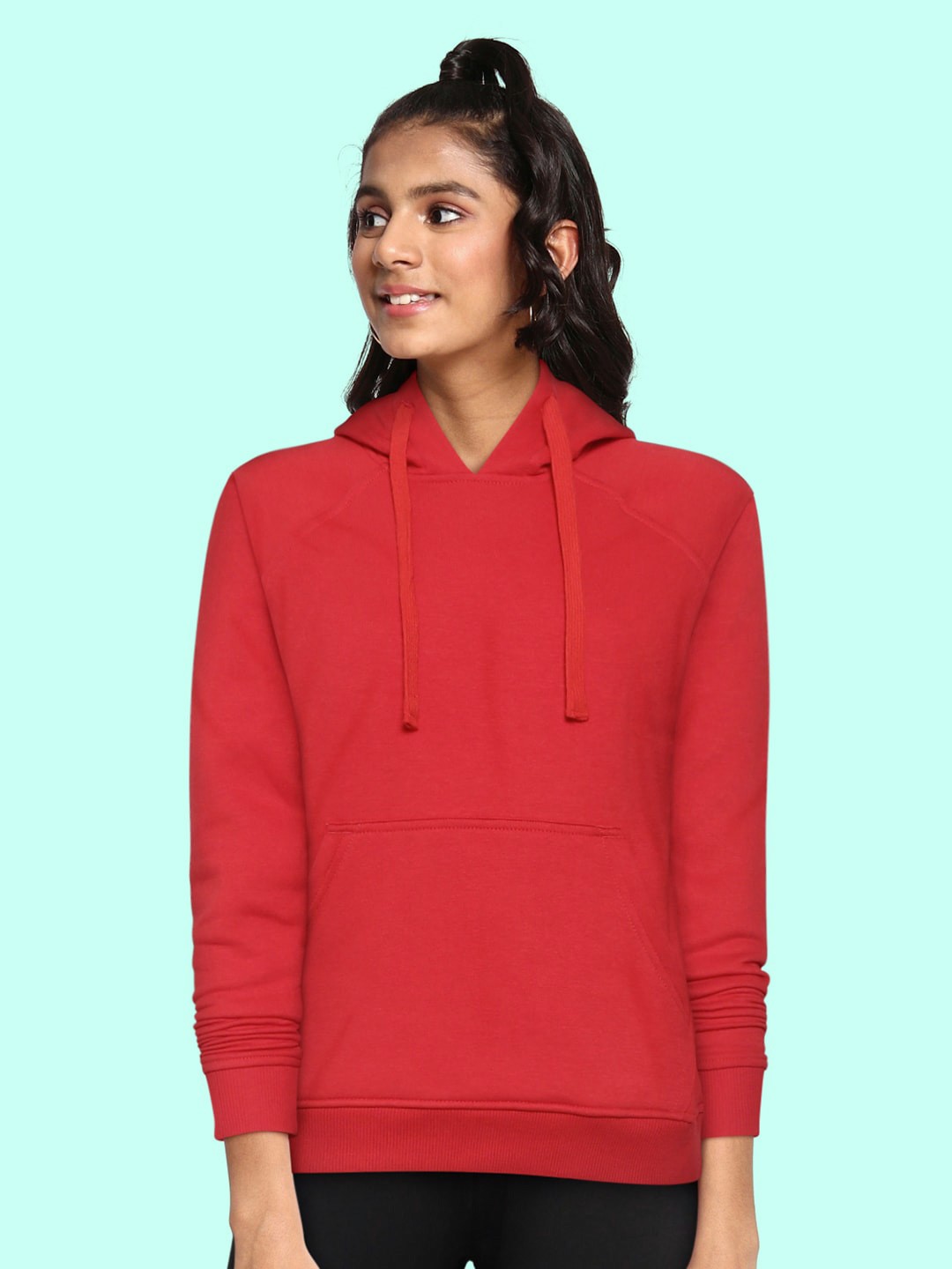

UTH by Roadster Girls Red Solid Hooded Sweatshirt