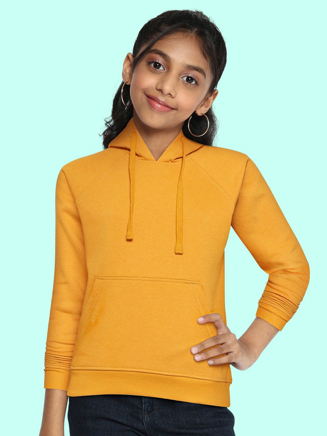 

UTH by Roadster Girls Mustard Yellow Hooded Sweatshirt