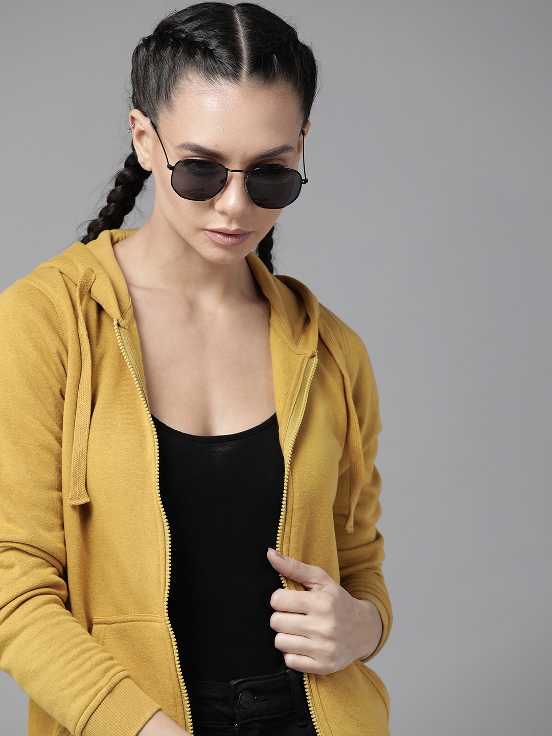 

Roadster Women Mustard Yellow Hooded Sweatshirt