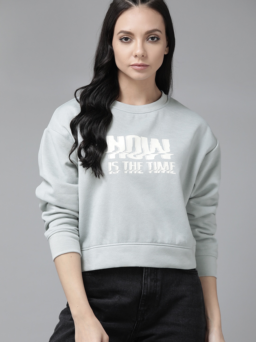 

Roadster Women Blue & White Printed Sweatshirt