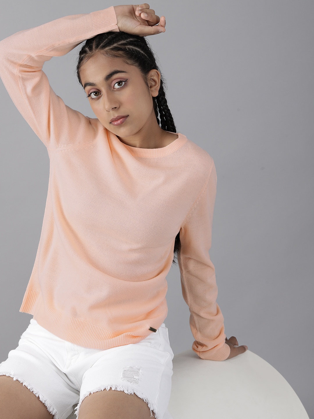 

UTH by Roadster Girls Knitted Pullover, Peach