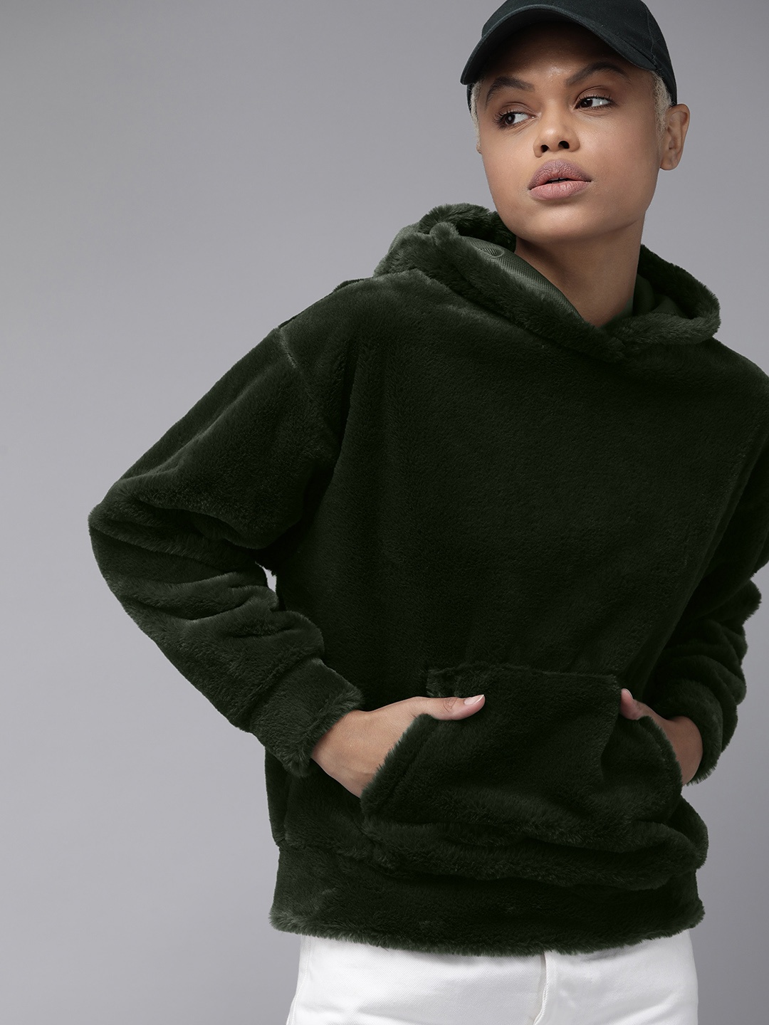 

Roadster Women Green Hooded Sweatshirt