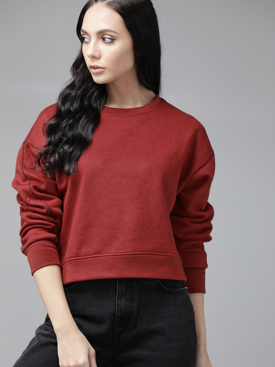 

Roadster Women Maroon Sweatshirt
