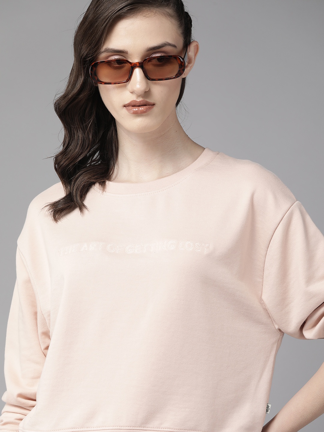 

The Roadster Lifestyle Co. Women Peach-Coloured Printed Sweatshirt