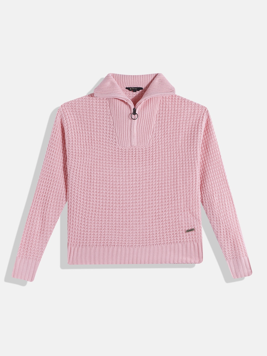 

UTH by Roadster Girls Pink Solid High Neck Pullover