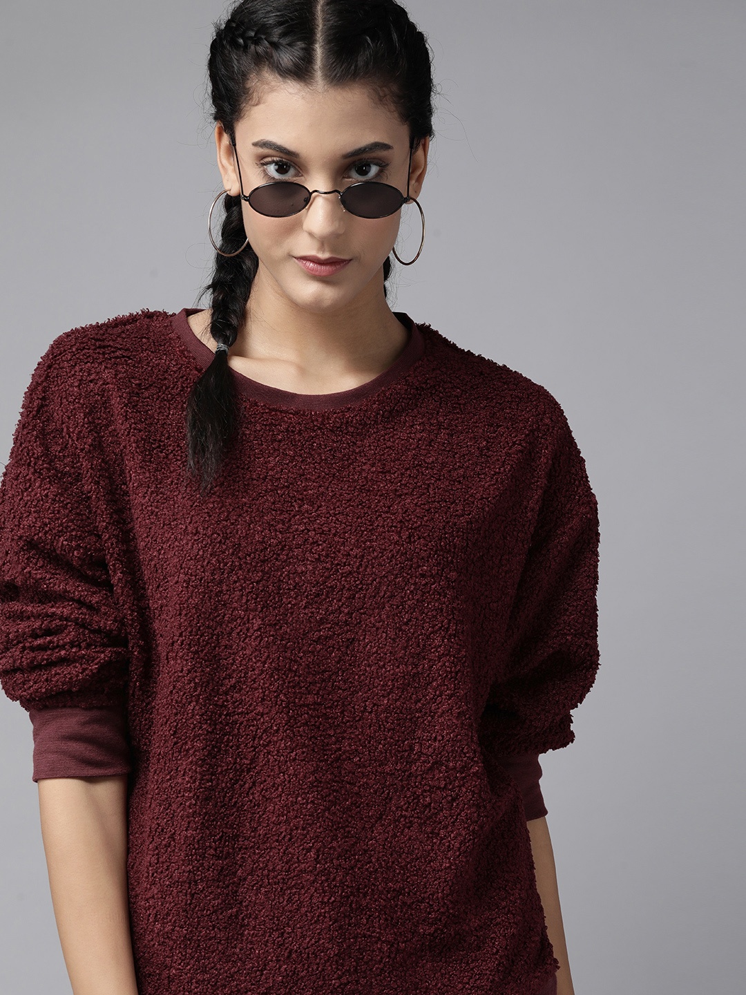 

Roadster Women Maroon Sherpa Sweatshirt