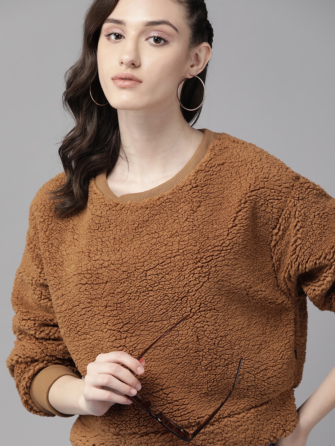 

Roadster Women Brown Sherpa Sweatshirt
