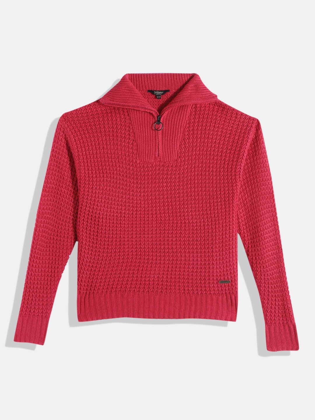 

UTH by Roadster Girls Mustard Solid High Neck Pullover, Pink