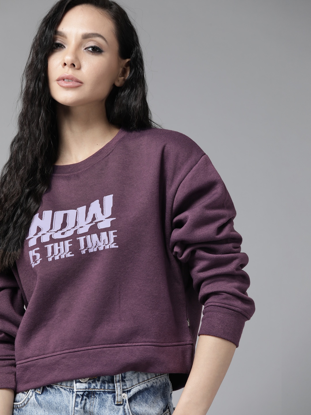 

Roadster Women Burgundy Printed Sweatshirt
