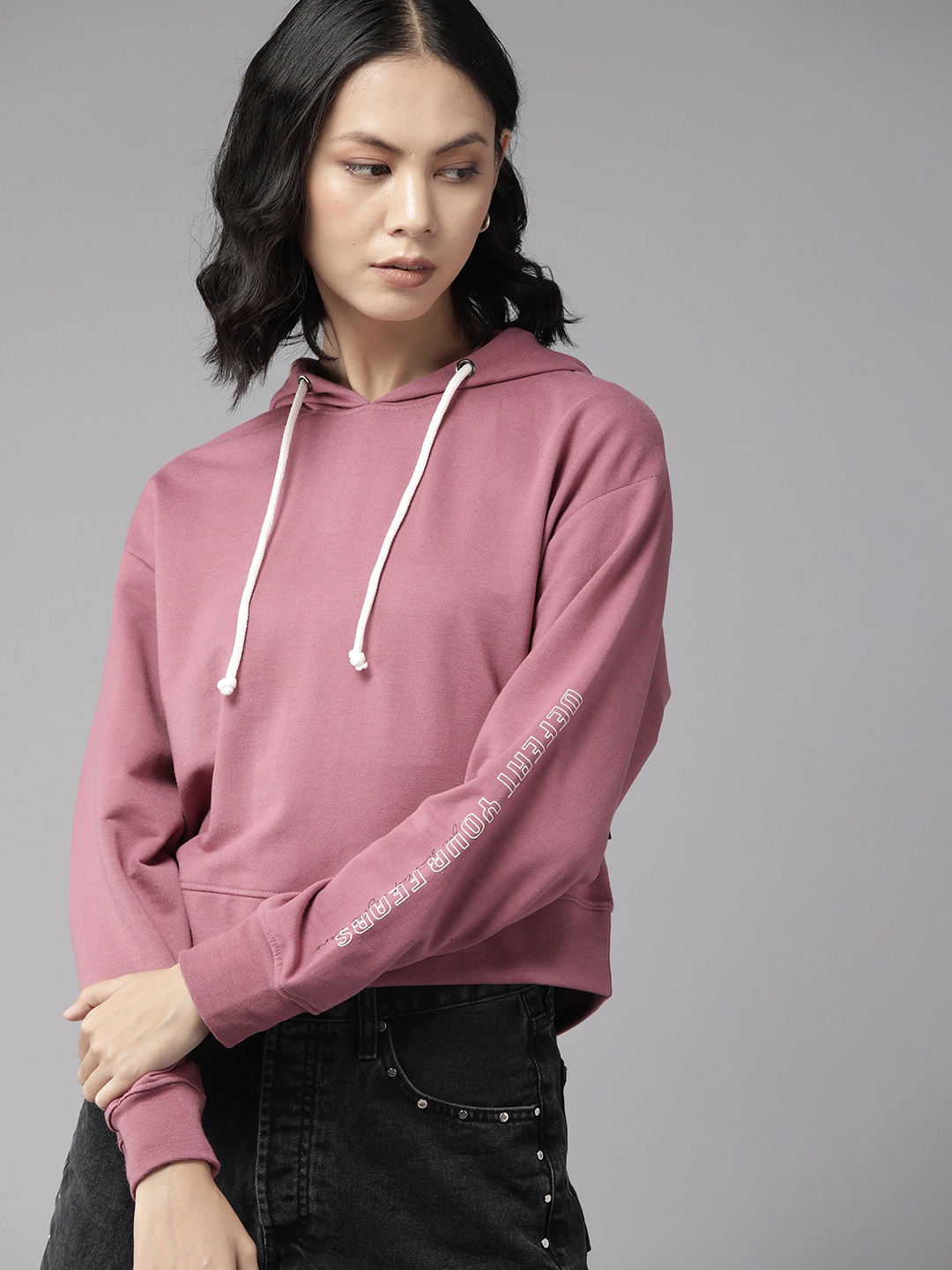 

The Roadster Lifestyle Co. Women Purple Solid Hooded Sweatshirt