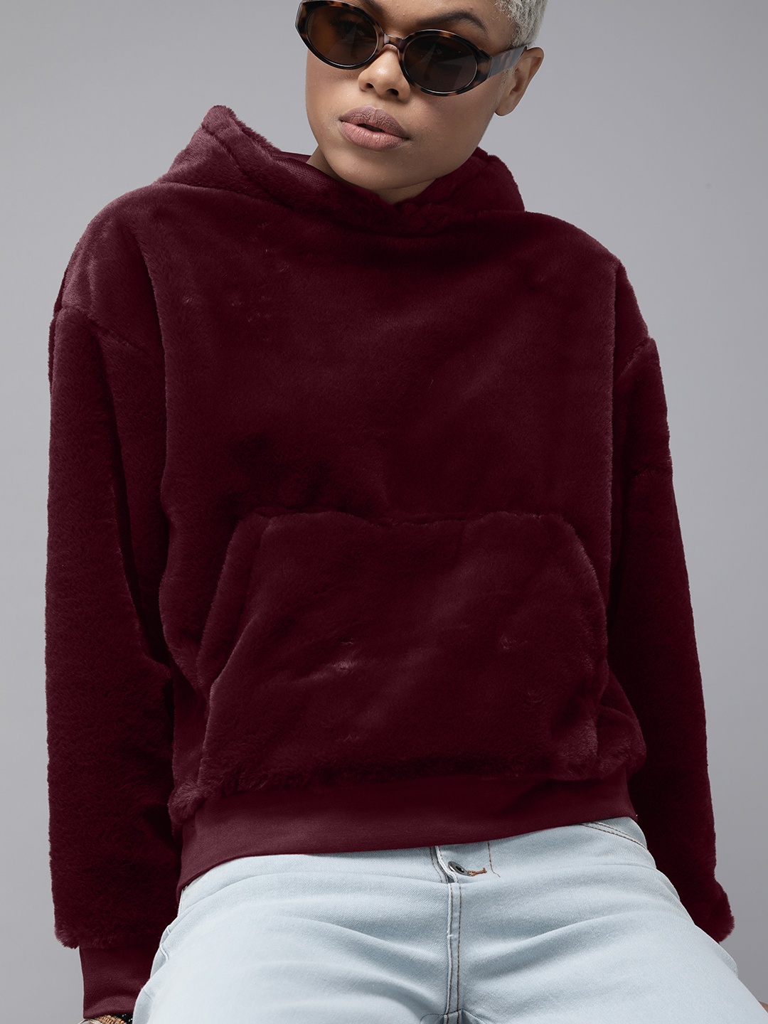 

Roadster Women Maroon Hooded Sweatshirt