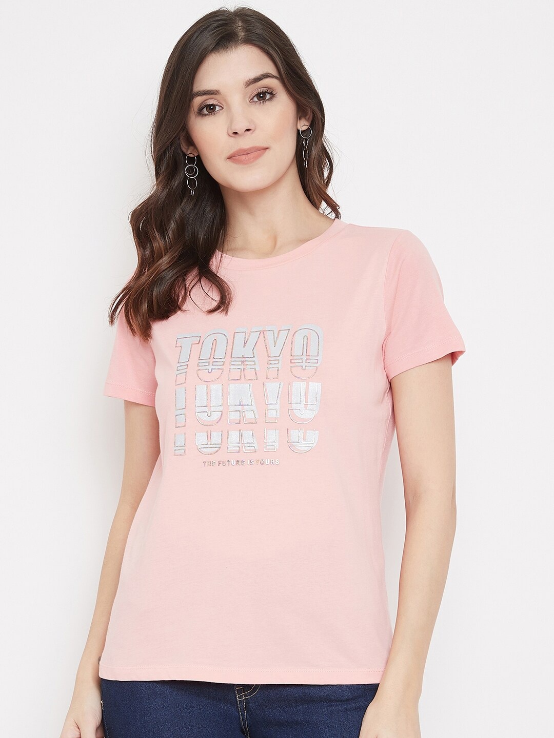 

Madame Pink & White Printed Regular Top