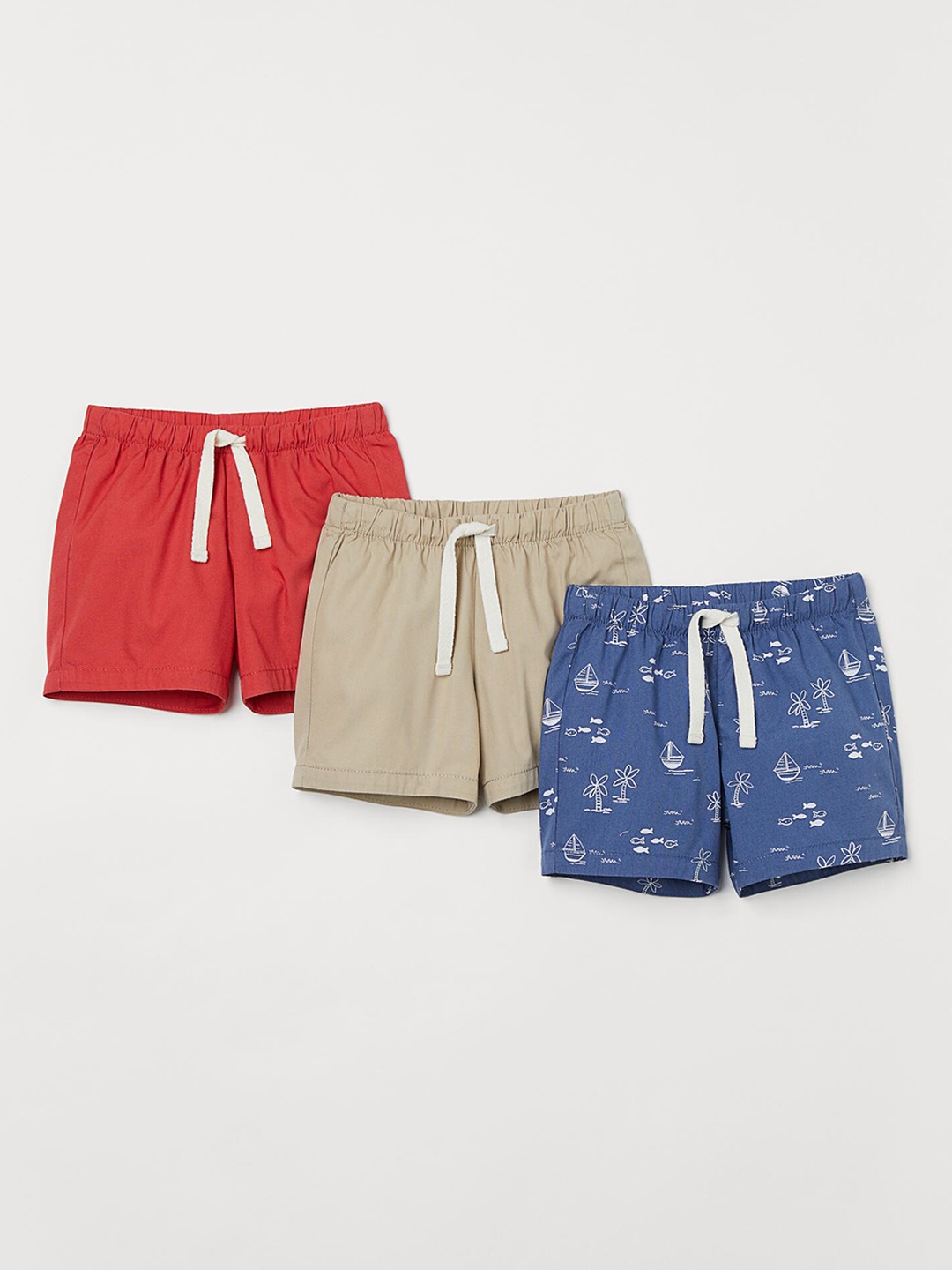 

H&M Boys red & Blue 3-Pack Cotton Shorts