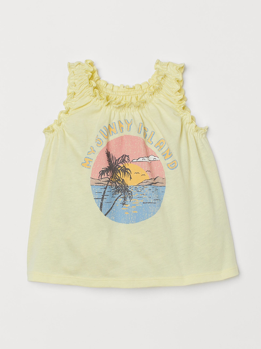 

H&M Girls Yellow Printed vest top