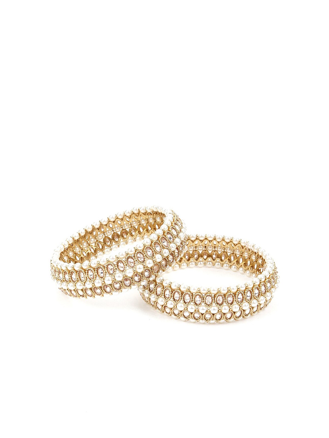 

ODETTE Women Gold-Toned & White Bangle-Style Bracelet