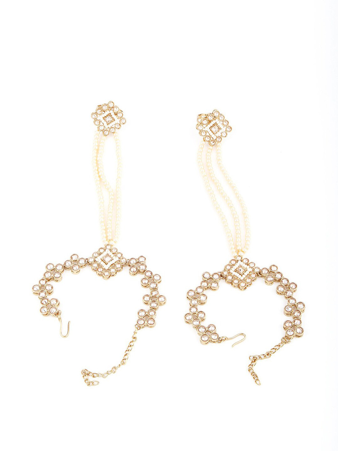 

ODETTE Women Gold-Toned & White Ring Bracelet