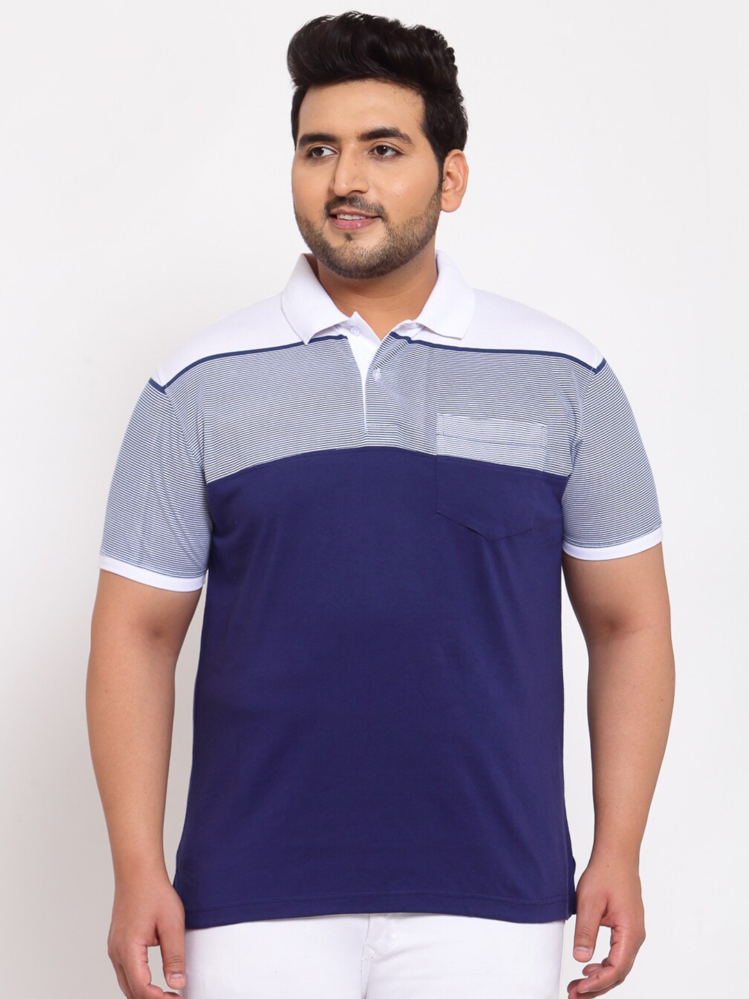 

plusS Men Multicoloured Colourblocked Polo Collar T-shirt, Multi