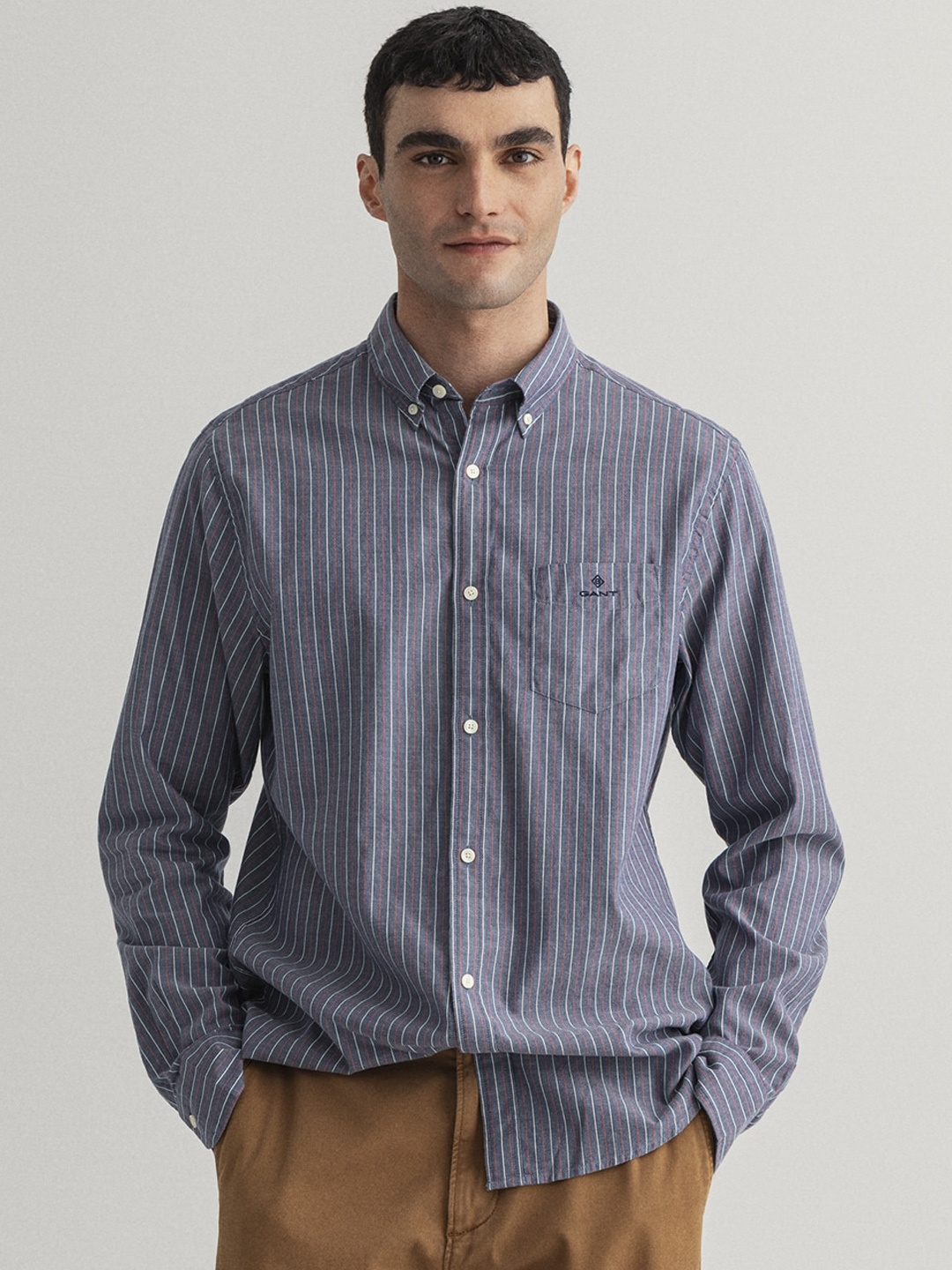 

GANT Men Blue Opaque Striped Casual Shirt