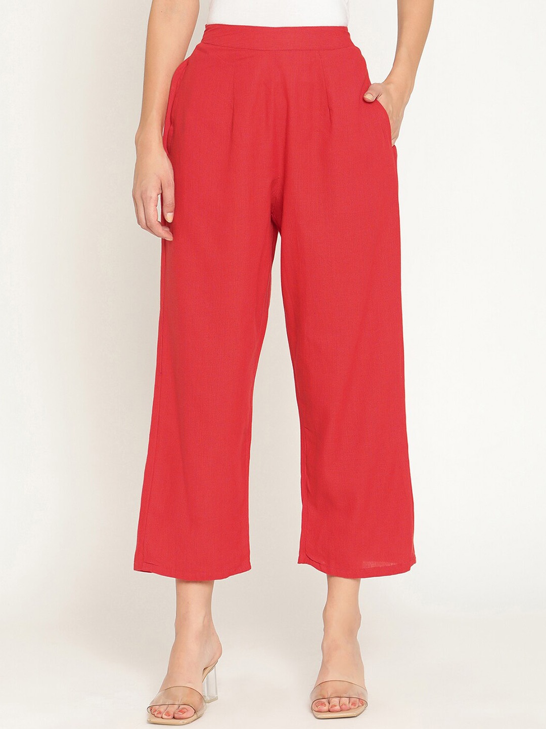 

Abhishti Women Red Cotton Trousers