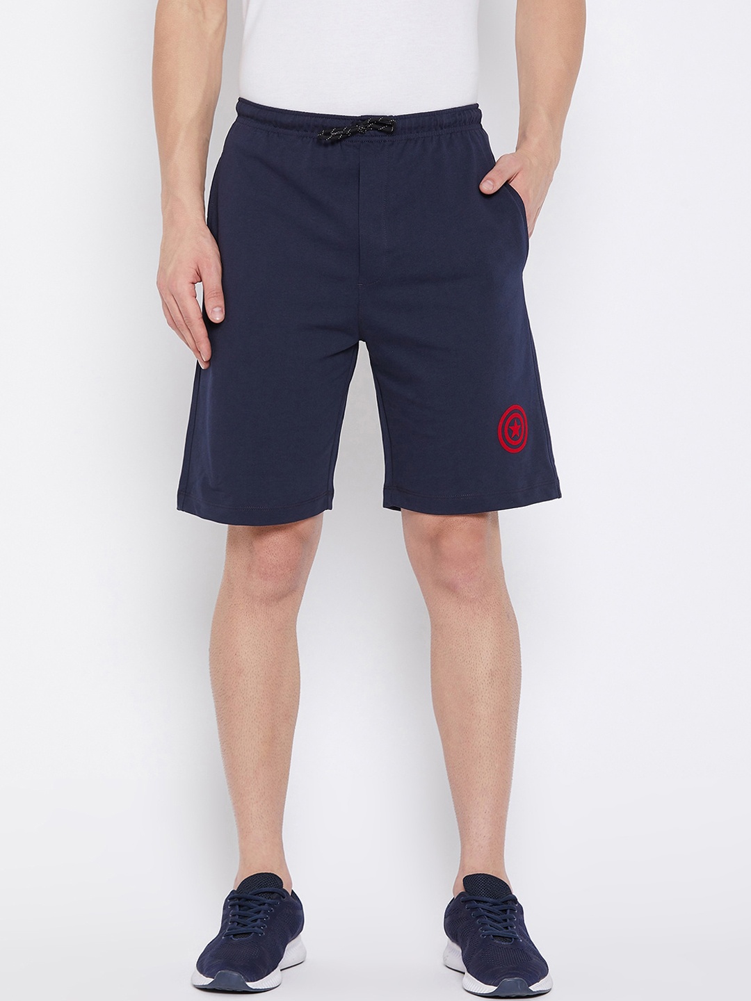 Marvel by Wear Your Mind Men Navy Blue Sports Shorts
