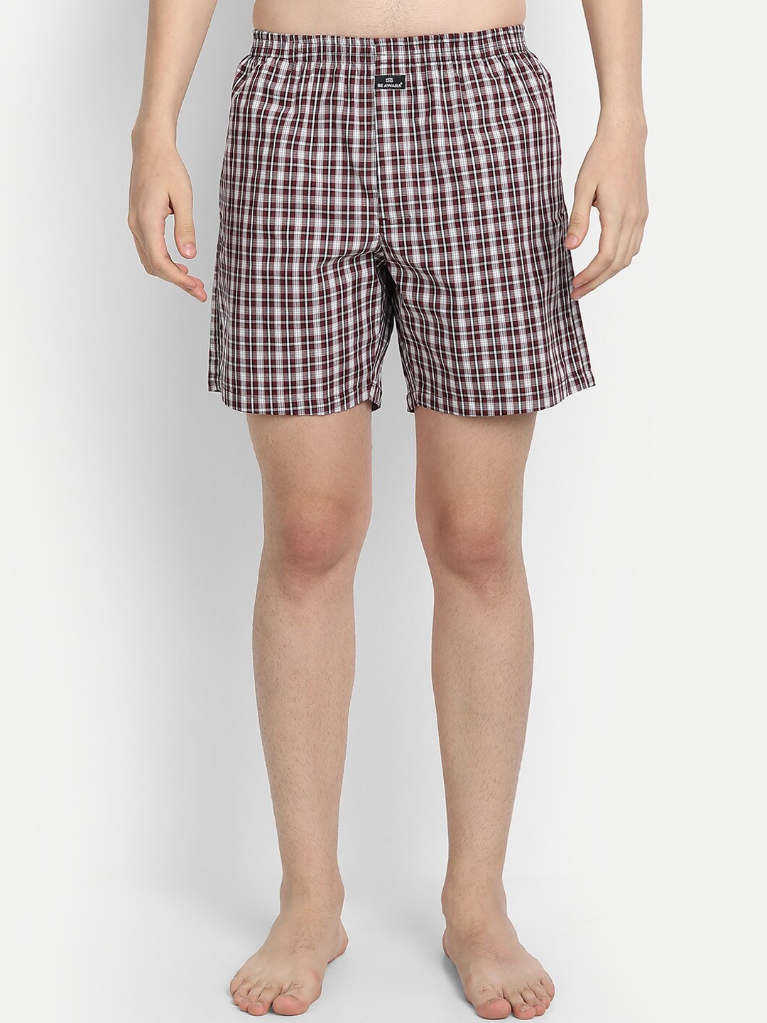 

BE AWARA Men Maroon & White Checked Pure Cotton Boxers MBx-01-13