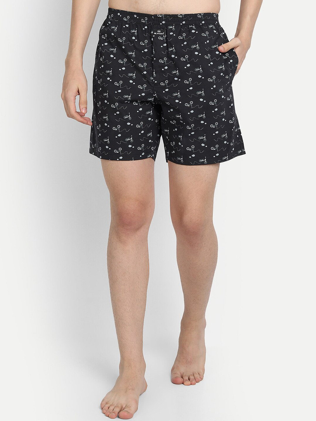 

BE AWARA Men Black & White Printed Relaxed Comfort-Fit Pure Cotton Boxers MBx-01-5