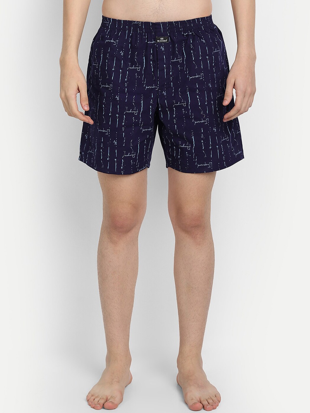 

BE AWARA Men Navy Blue Printed Comfort-Fit Pure Cotton Boxer MBx-01-9