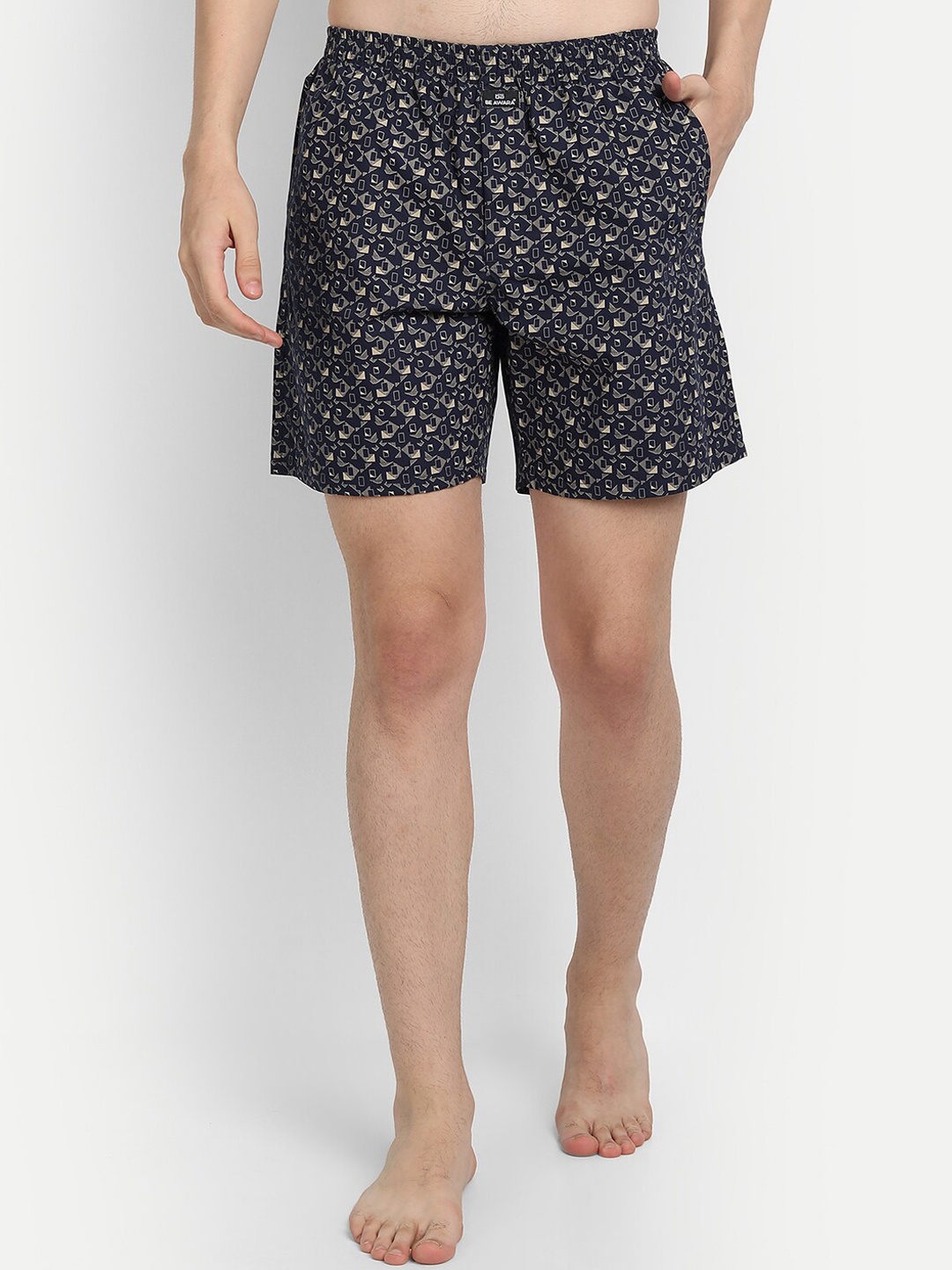 

BE AWARA Men Black & Beige Printed Pure Cotton Boxers MBx-01-10