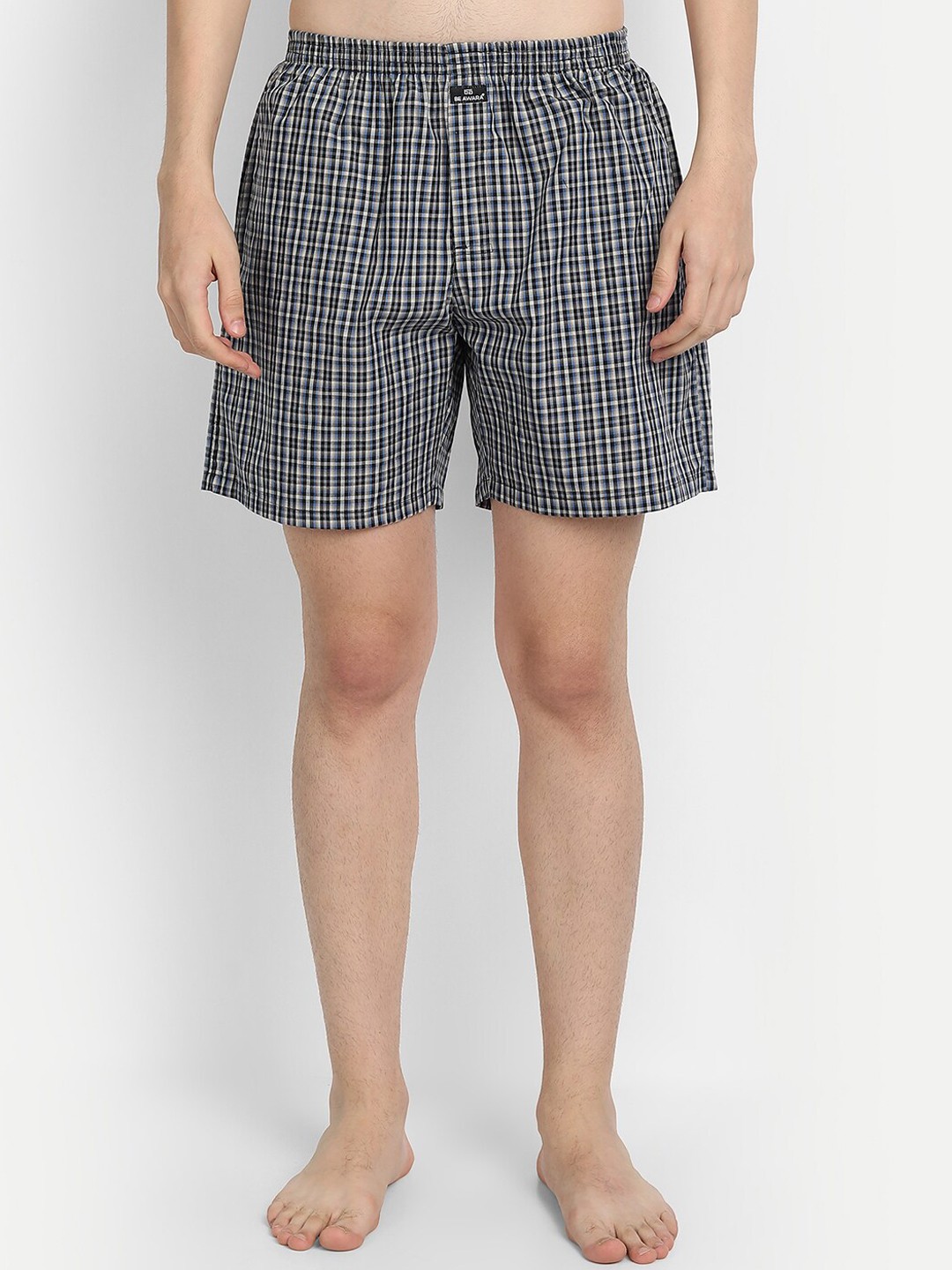 

BE AWARA Men Black & White Checked Relaxed Comfort-Fit Pure Cotton Boxers MBx-01-1