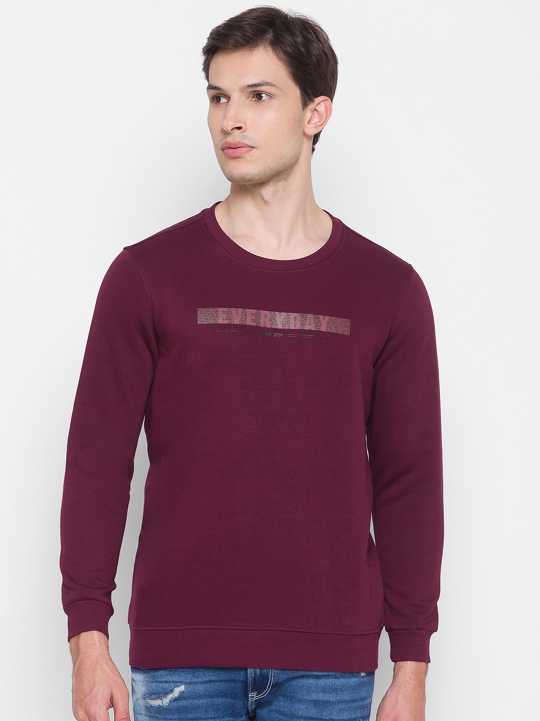 

SPYKAR Men Burgundy Printed Sweatshirt