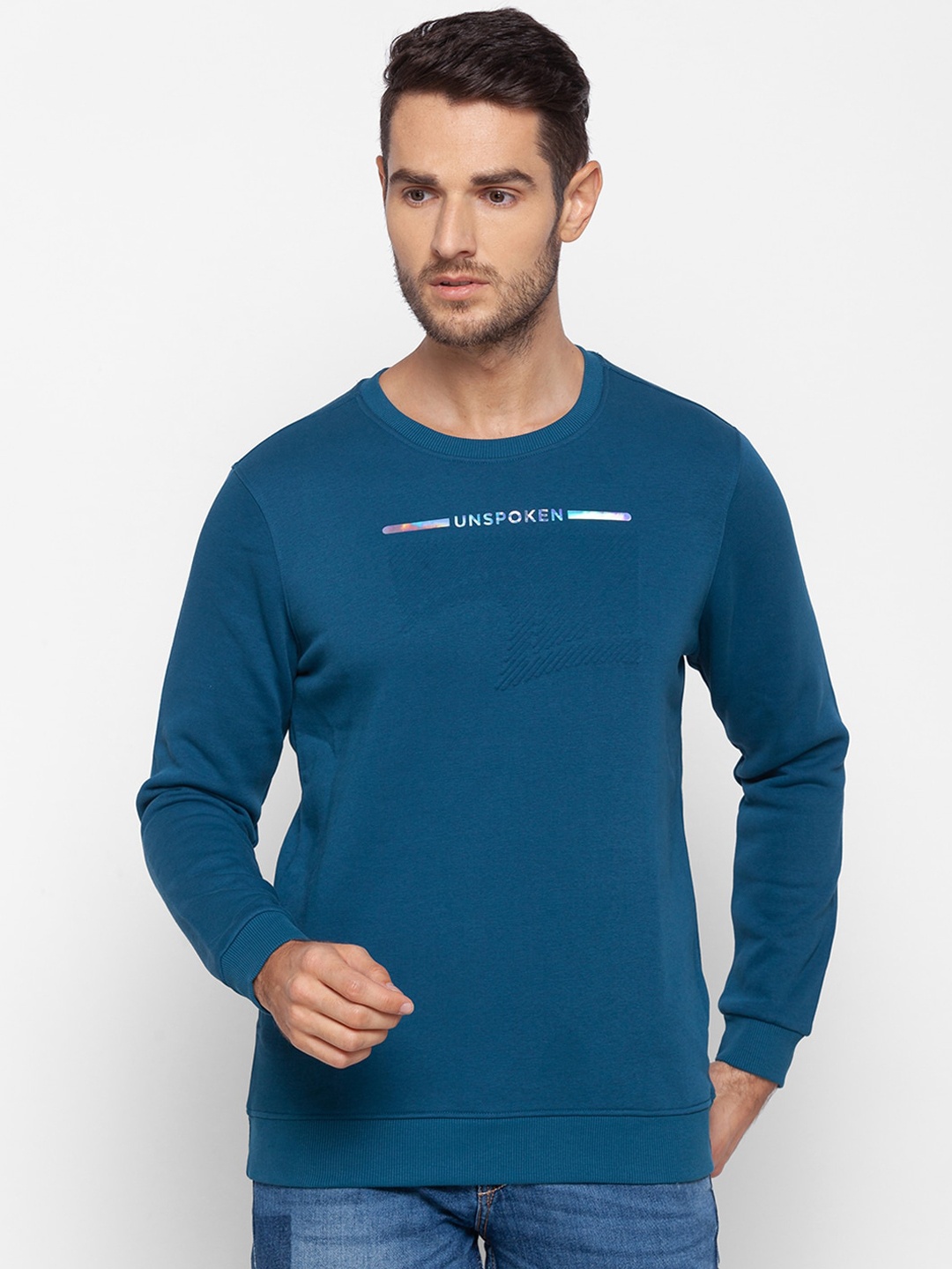 

SPYKAR Men Blue Printed Sweatshirt