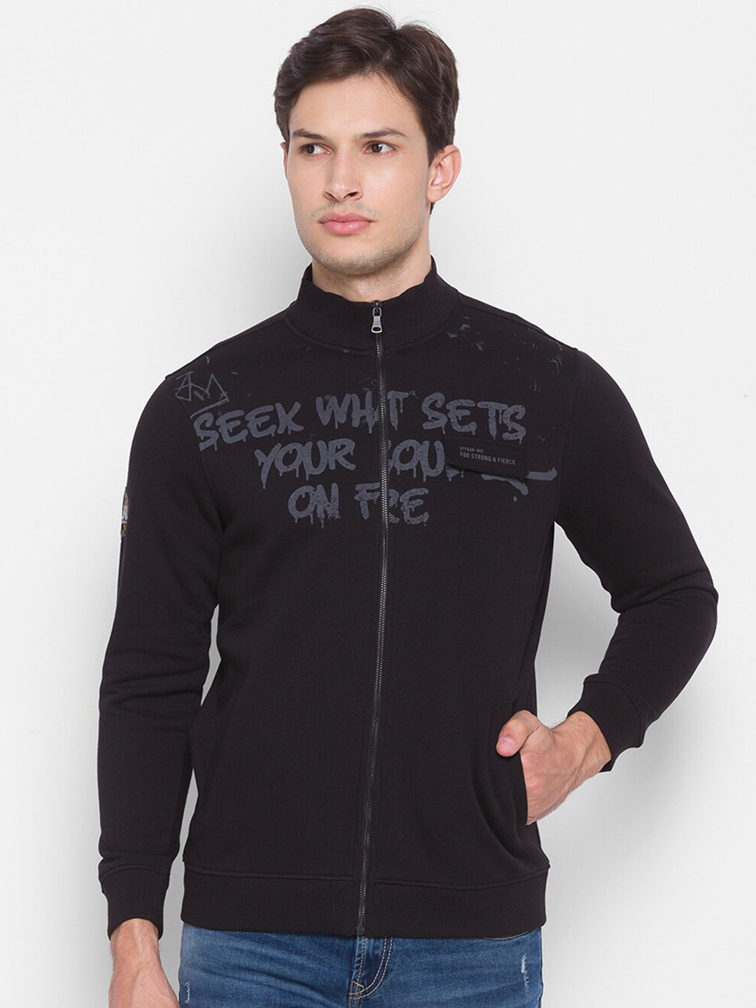 

SPYKAR Men Black Printed Sweatshirt