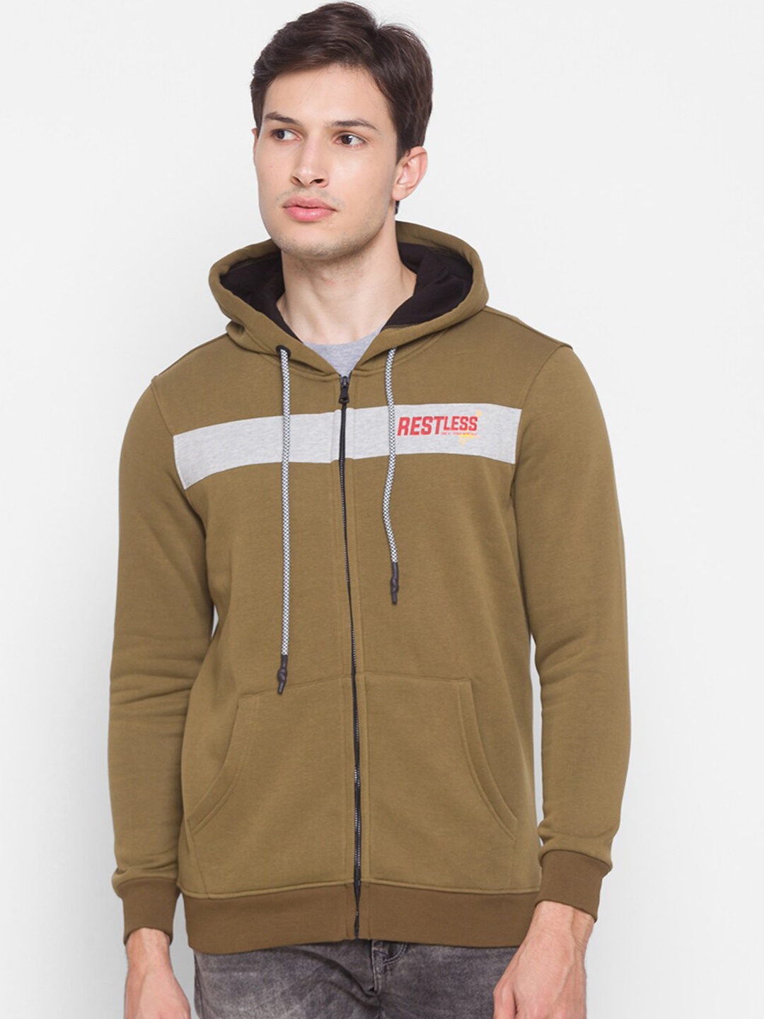 

SPYKAR Men Olive Green Printed Sweatshirt