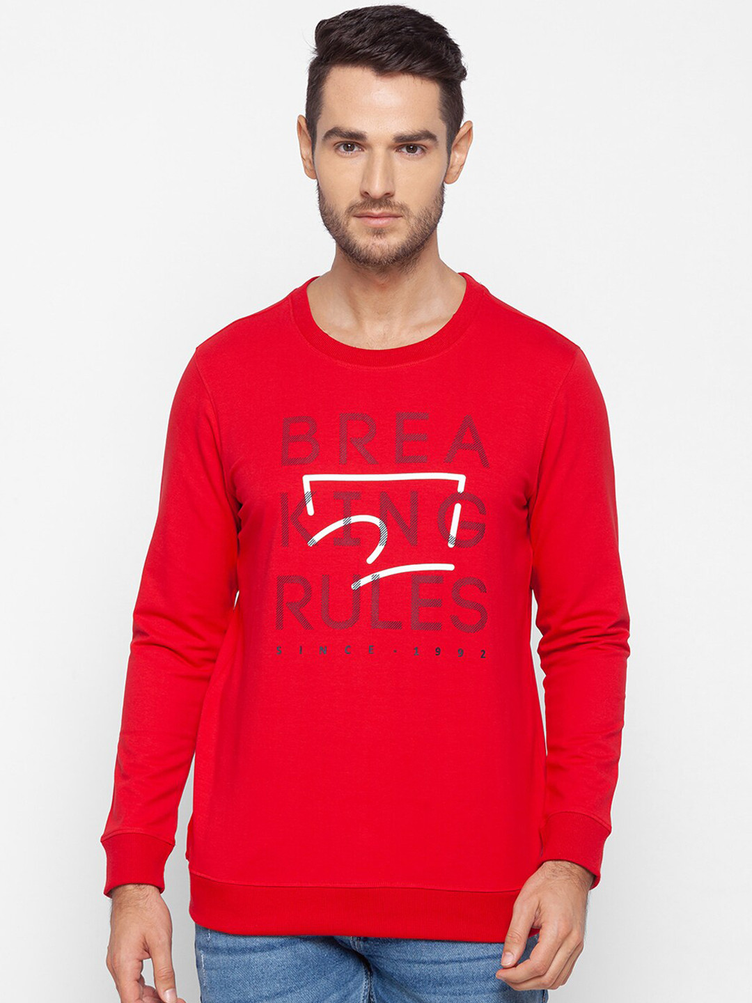 

SPYKAR Men Red Printed Sweatshirt