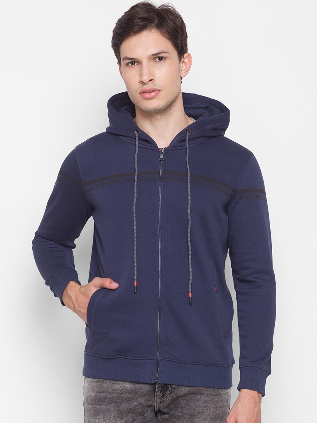 

SPYKAR Men Blue Hooded Sweatshirt