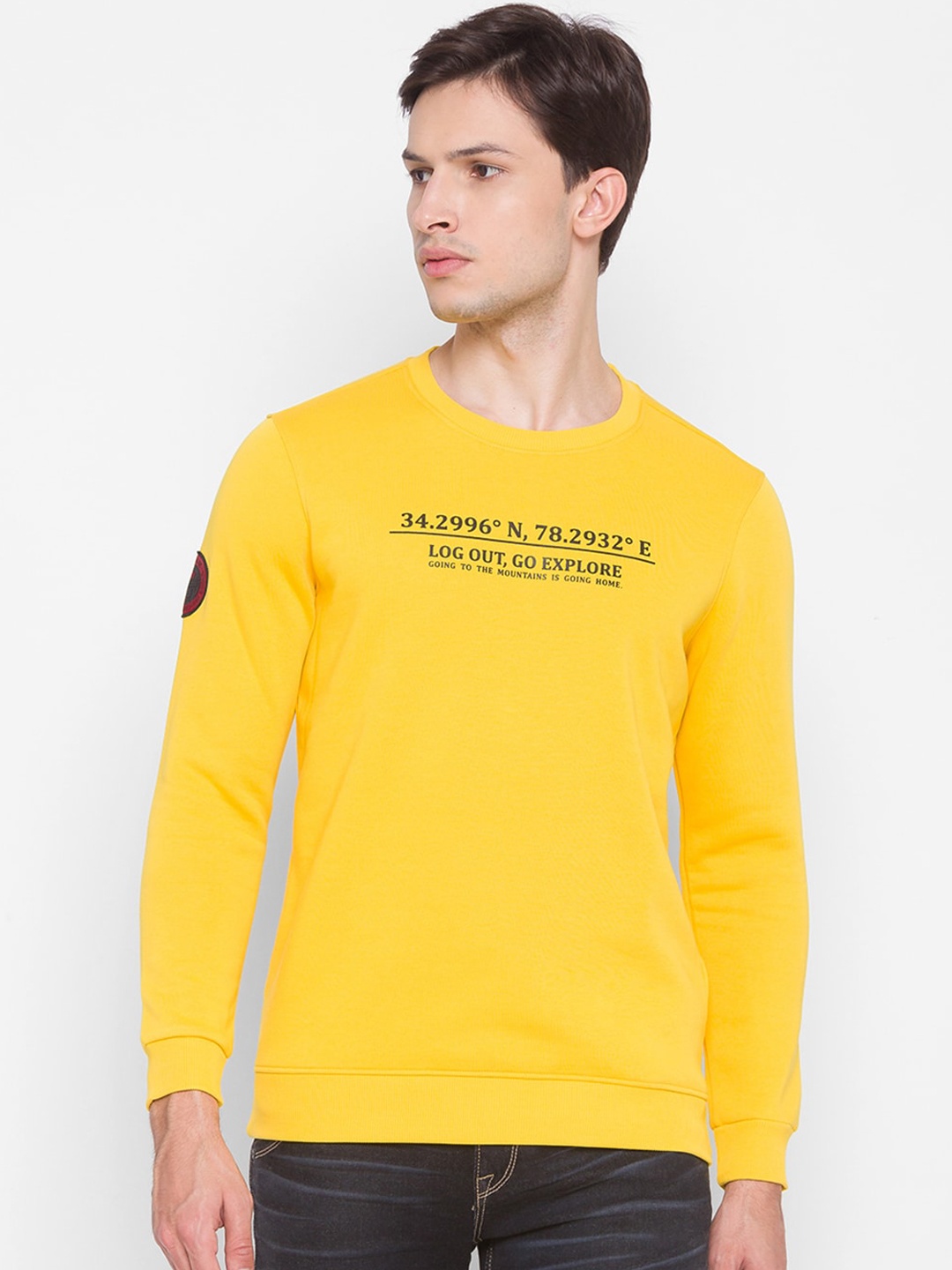 

SPYKAR Men Yellow Printed Sweatshirt