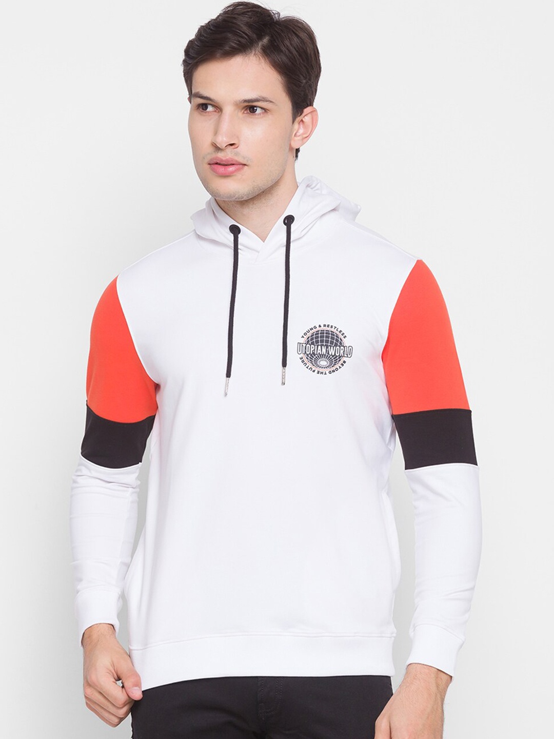 

SPYKAR Men White Hooded Sweatshirt