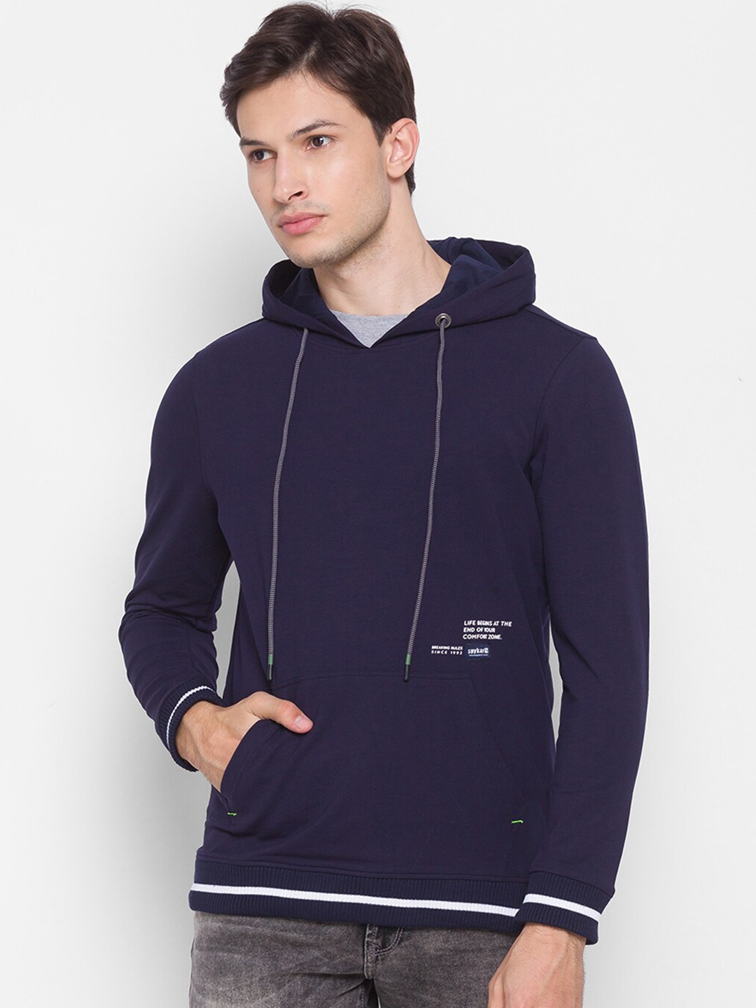 

SPYKAR Men Blue Hooded Sweatshirt